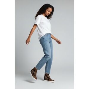 Le Sheelah Leopard Print Wedge Sneakers Hidden Zipper Ankle Boots Size‎ 6